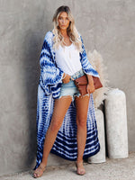 Beach Cover Up Tie Dye Graphic Print Sun Protection Cardigan Bikini Over Cover Up