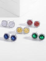 zircon earrings colorful stud earrings - D'Sare 