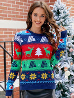 Casual couple wear Christmas new style jacquard contrasting elk pullover sweater - D'Sare 