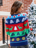 Casual couple wear Christmas new style jacquard contrasting elk pullover sweater - D'Sare 