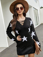 Autumn and winter casual five-star jacquard fashion drawstring pullover sweater - D'Sare 