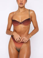 Female sexy suspenders gradient beach bikini