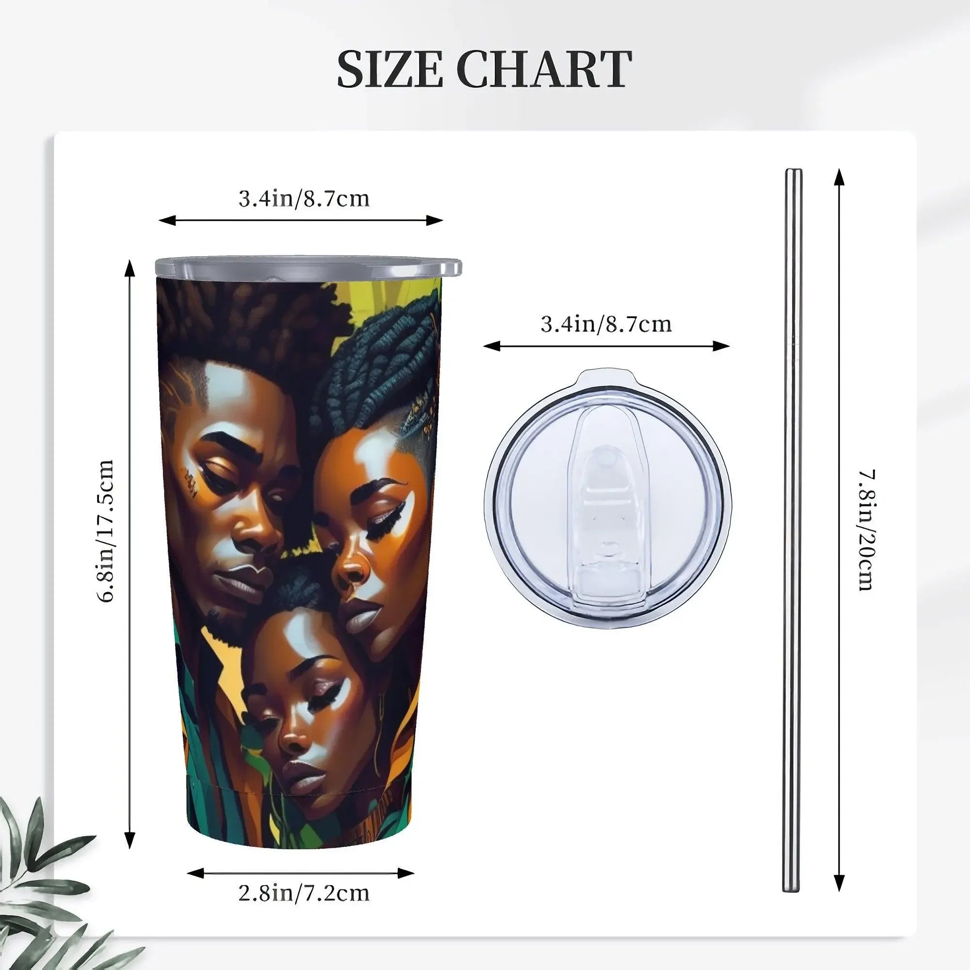 Rasta Trinity Black Love Stainless Steel Straw Lid Cup - D'Sare 